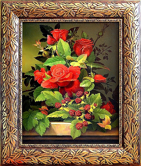 Картина «Розы и малина»
